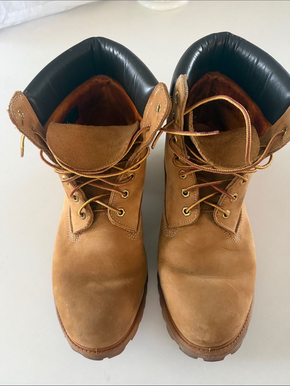 Men's Timberlands Wheat Nubuck Work Boots - Classic Tan Leather size 12